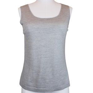 Lafayette 148 Fine Wool Knit Fitted Tank Light Gray Size M